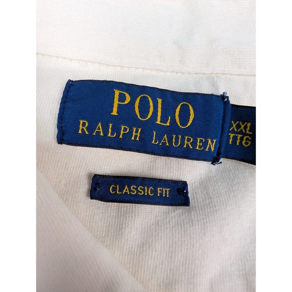 Polo Ralph Lauren Chic Cream Polo Shirt Men's XXL Cotton/Linen Blend Pocket New!